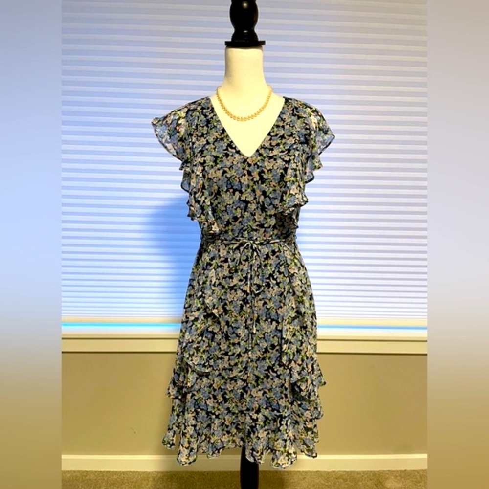 Tommy Hilfiger Ruffled Chiffon Fit&Flare Dress